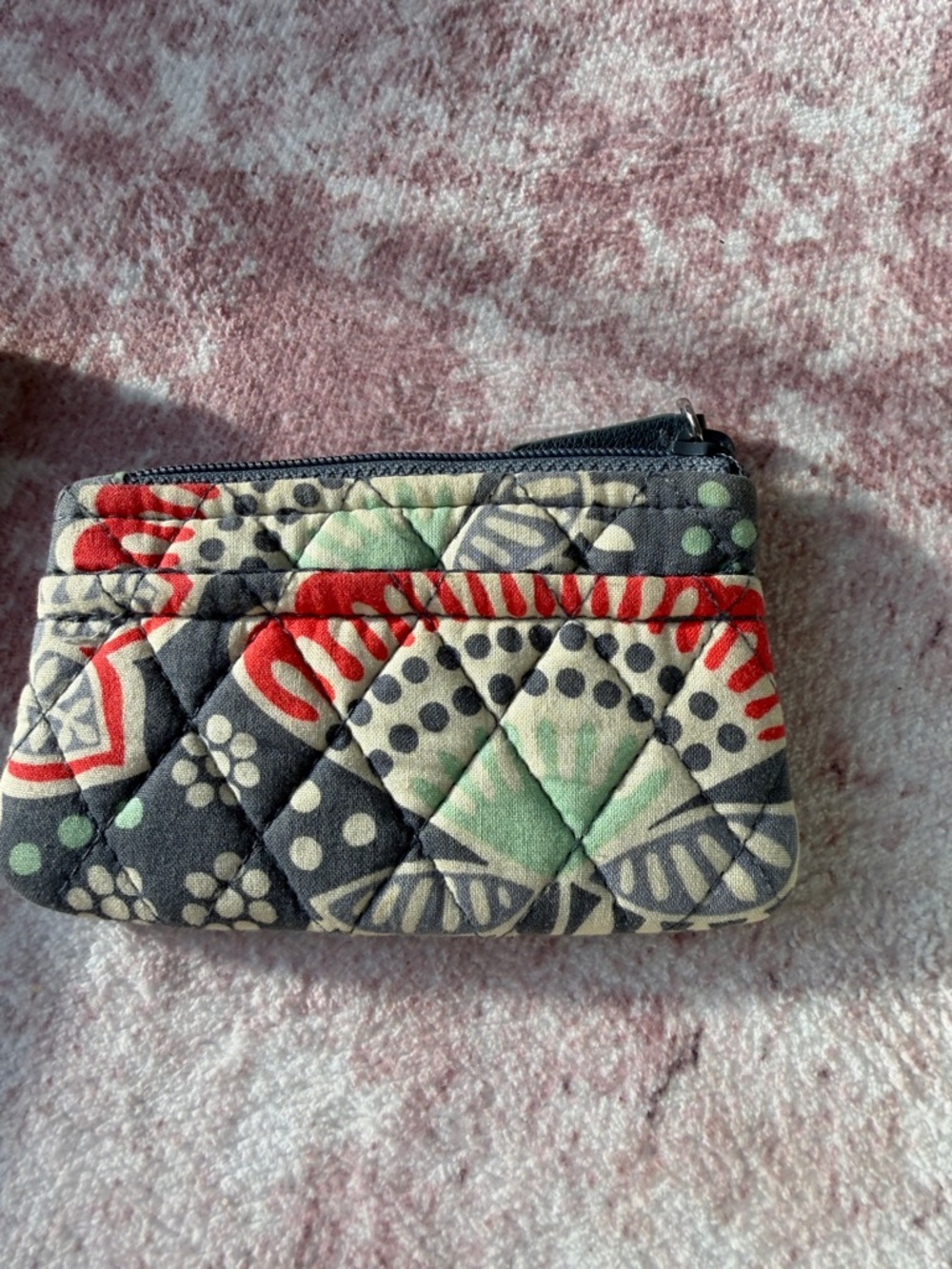 Vera Bradley Quilted Floral Pattern Wallet and card holder - gray, mint and red